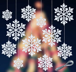Homewit Christbaumschmuck »Schneeflocken Weihnachten Deko Anhänger, Schneeflockendeko für Weihnachtsbaum Glitzer Christbaumschmuck, Kunststoff Weihnachtsbaumschmuck Set« (30-tlg), Weihnachtsschmu