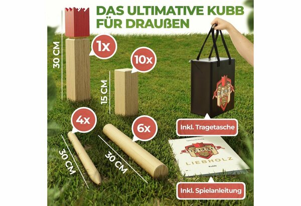 Bild 1 von KAYSO® Outdoor-Spielzeug »Kubb - 100% Made in Germany«, Massives Buchenholz, Spielset (23-tlg) 35x18x17cm
