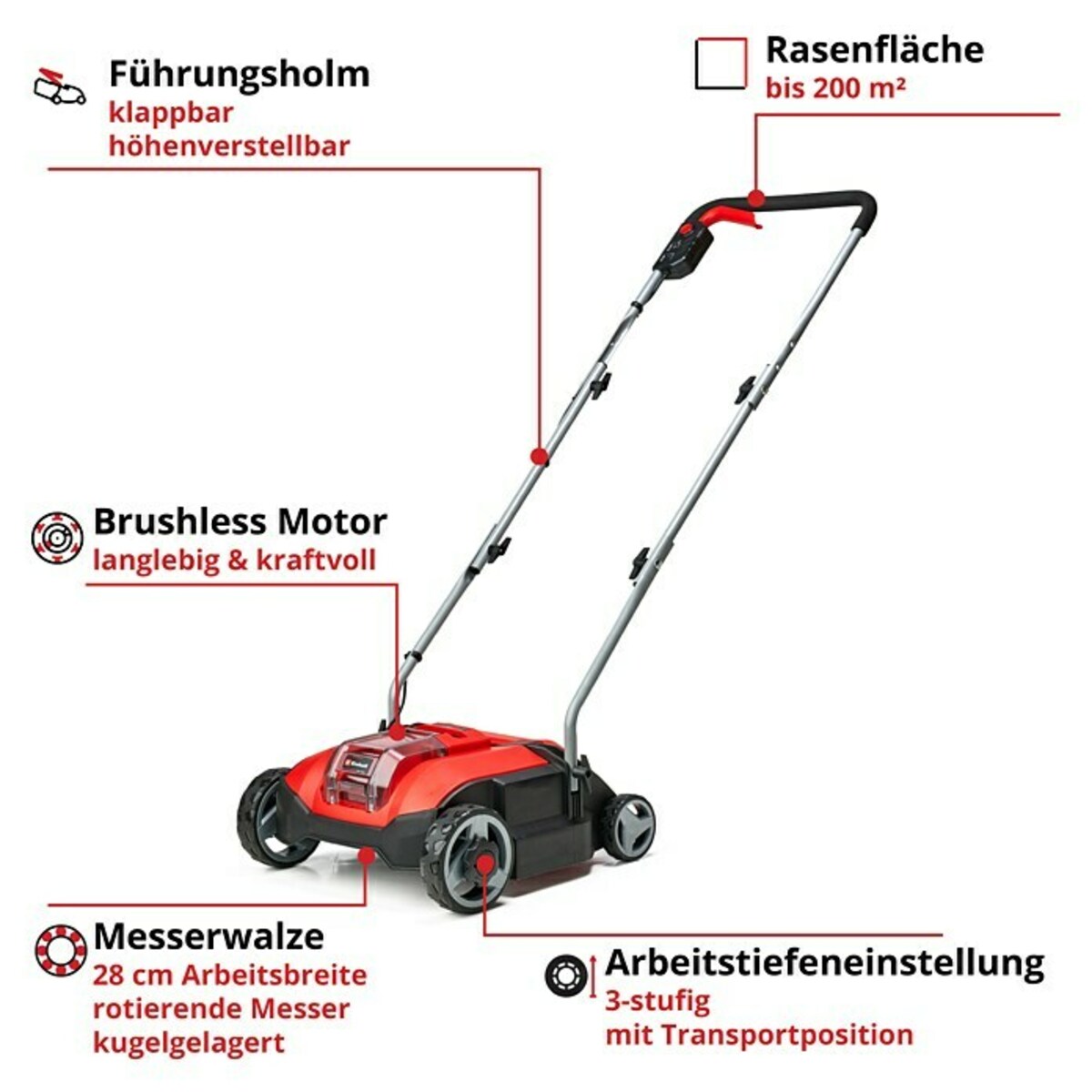 Bild 2 von Einhell Power X-Change 18V Akku-Vertikutierer GC-SC 18/28 LI-SOLO
