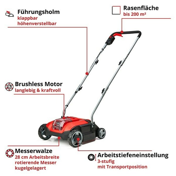 Einhell Power XChange 18V AkkuVertikutierer GCSC 18/28 LISOLO von