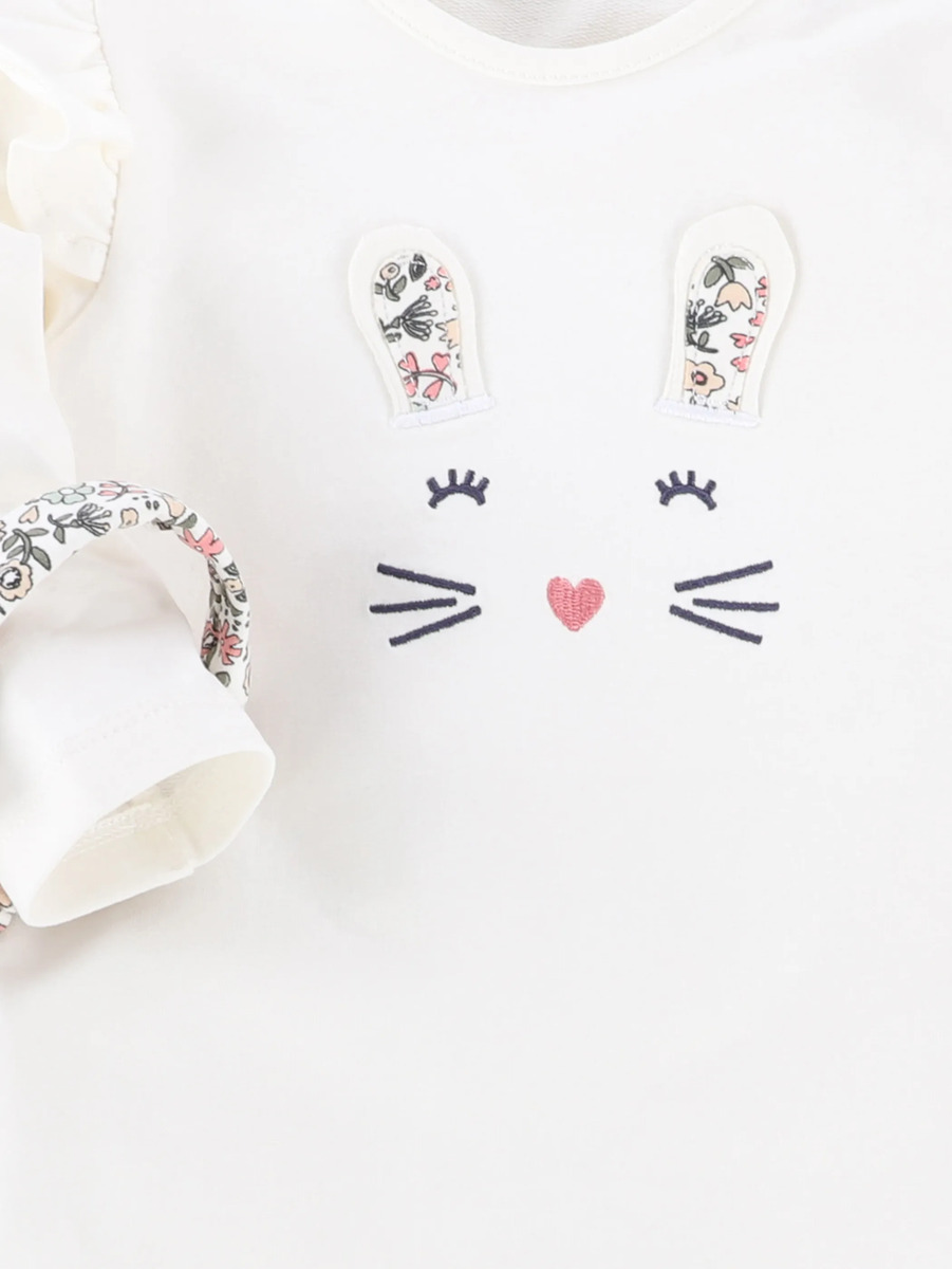 Bild 2 von Baby Mädchen Set, 3tlg., best. aus Langarmshirt, Hose und Haarband
                 
                                                        Weiß