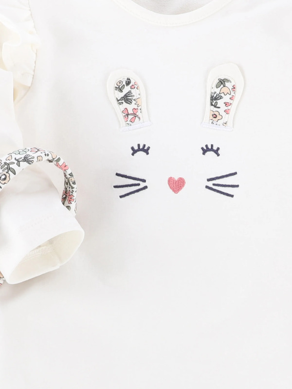 Bild 2 von Baby Mädchen Set, 3tlg., best. aus Langarmshirt, Hose und Haarband
                 
                                                        Weiß