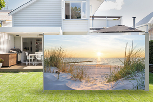 HC Garten & Freizeit Seitenmarkise mit doppelseitigen Fotodruck Ostsee Dünen 1,6x3m