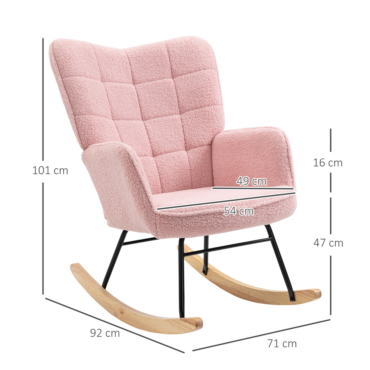 Bild 3 von HOMCOM Schaukelstuhl Schwingsessel Akzentstuhl bis 120 kg, Polyester, Rosa