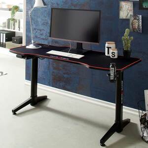 Höhenverstellbarer Schreibtisch in Schwarz 140 cm breit