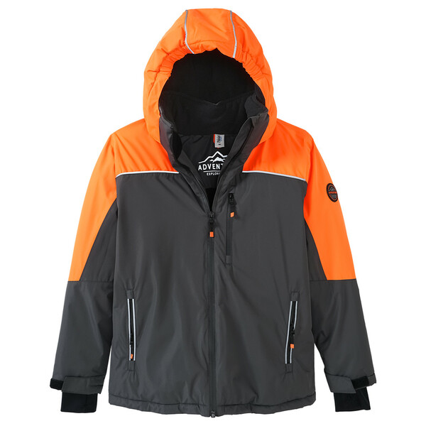 Bild 1 von Jungen Schneejacke mit Schneefang SCHWARZ / NEONORANGE