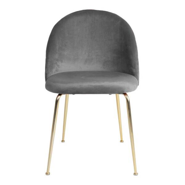 Bild 1 von Esstisch Stühle in Grau Samt Metallgestell in Messingfarben (2er Set)
