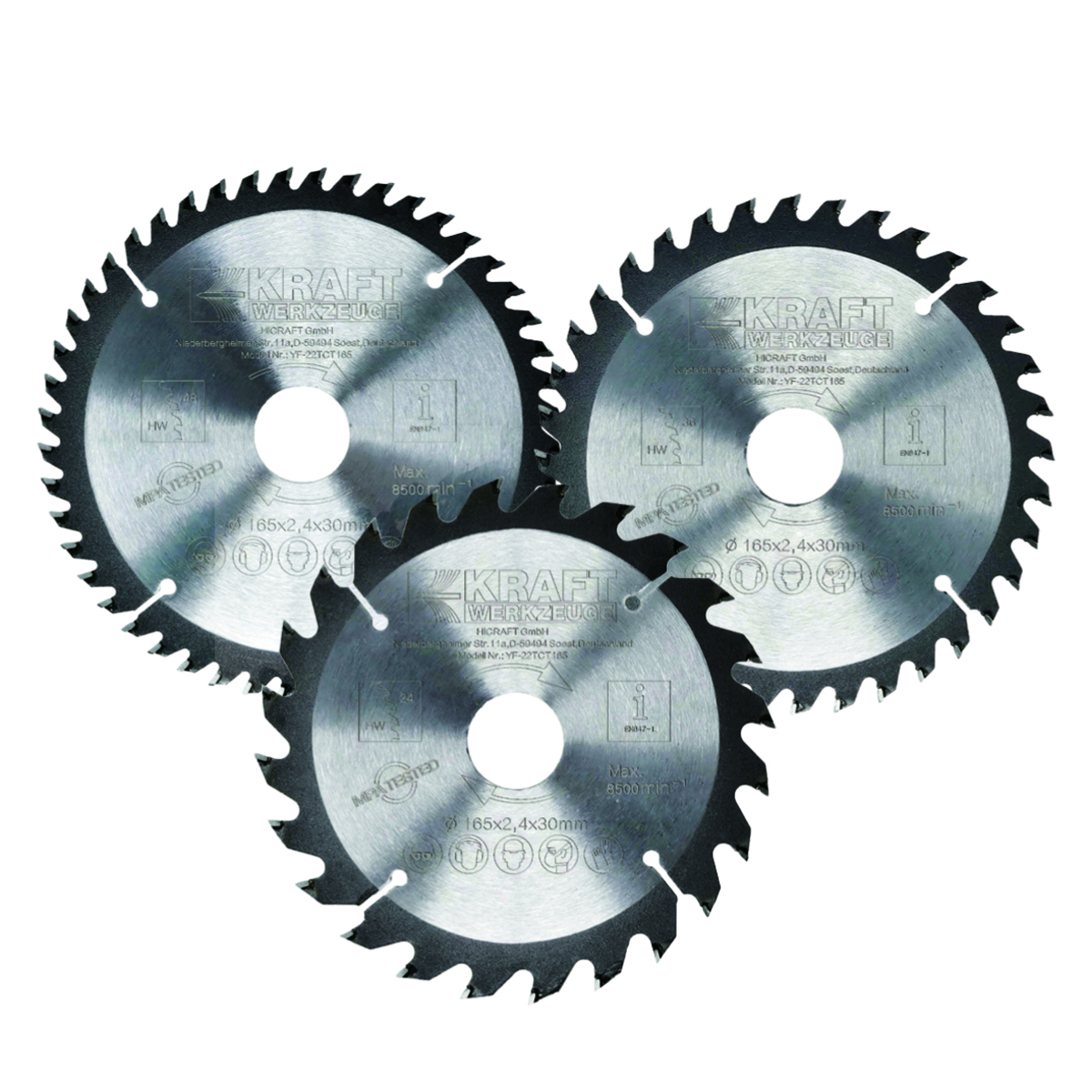 Bild 1 von Kraft Werkzeuge Sägeblatt-Satz 165 mm 3er-Set