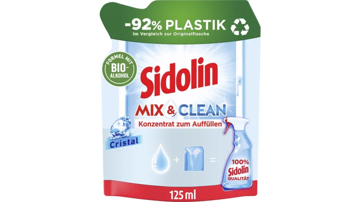 Bild 1 von Sidolin Glasreiniger Streifenfrei Mix & Clean Cristal Nachfüllbeutel