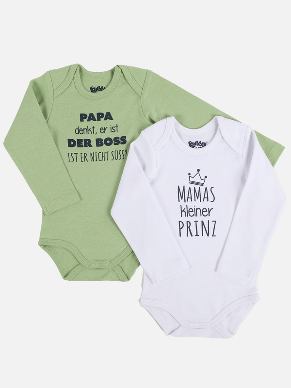 Bild 1 von Baby Jungen Langarmbodies mit Sprüchen im 2er Pack
                 
                                                        Grün