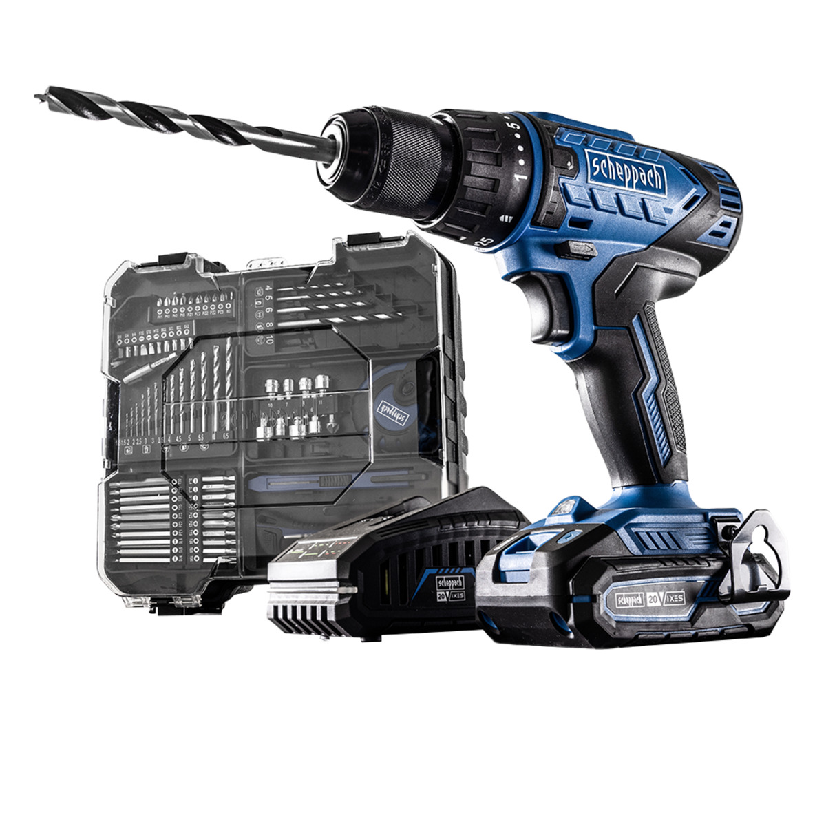 Bild 1 von Scheppach Akku Bohrschrauber 20V inkl. 74 tlg. Zubehörset