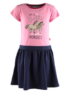 Mädchen Kleid mit Pferdefrontbild und Strasssteinchen
                 
                                                        Pink