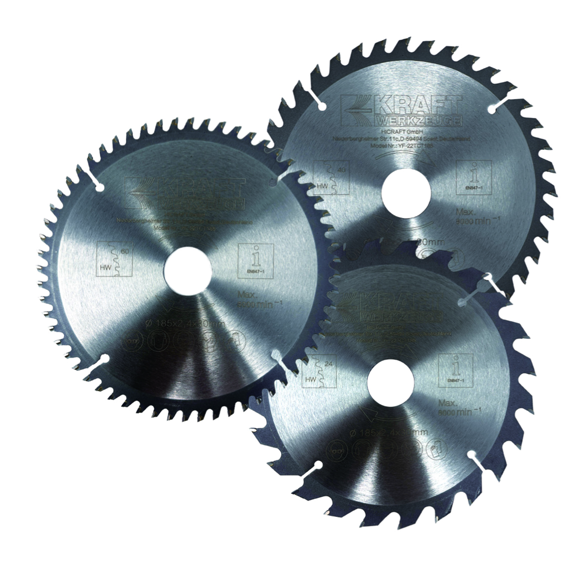 Bild 1 von Kraft Werkzeuge Sägeblatt-Satz 185 mm 3er-Set