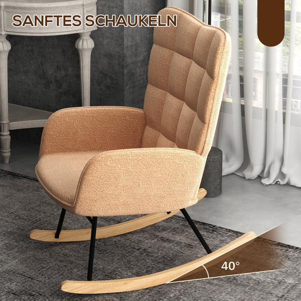 Bild 4 von HOMCOM Schaukelstuhl Schwingsessel Akzentstuhl bis 120 kg, Polyester, Braun