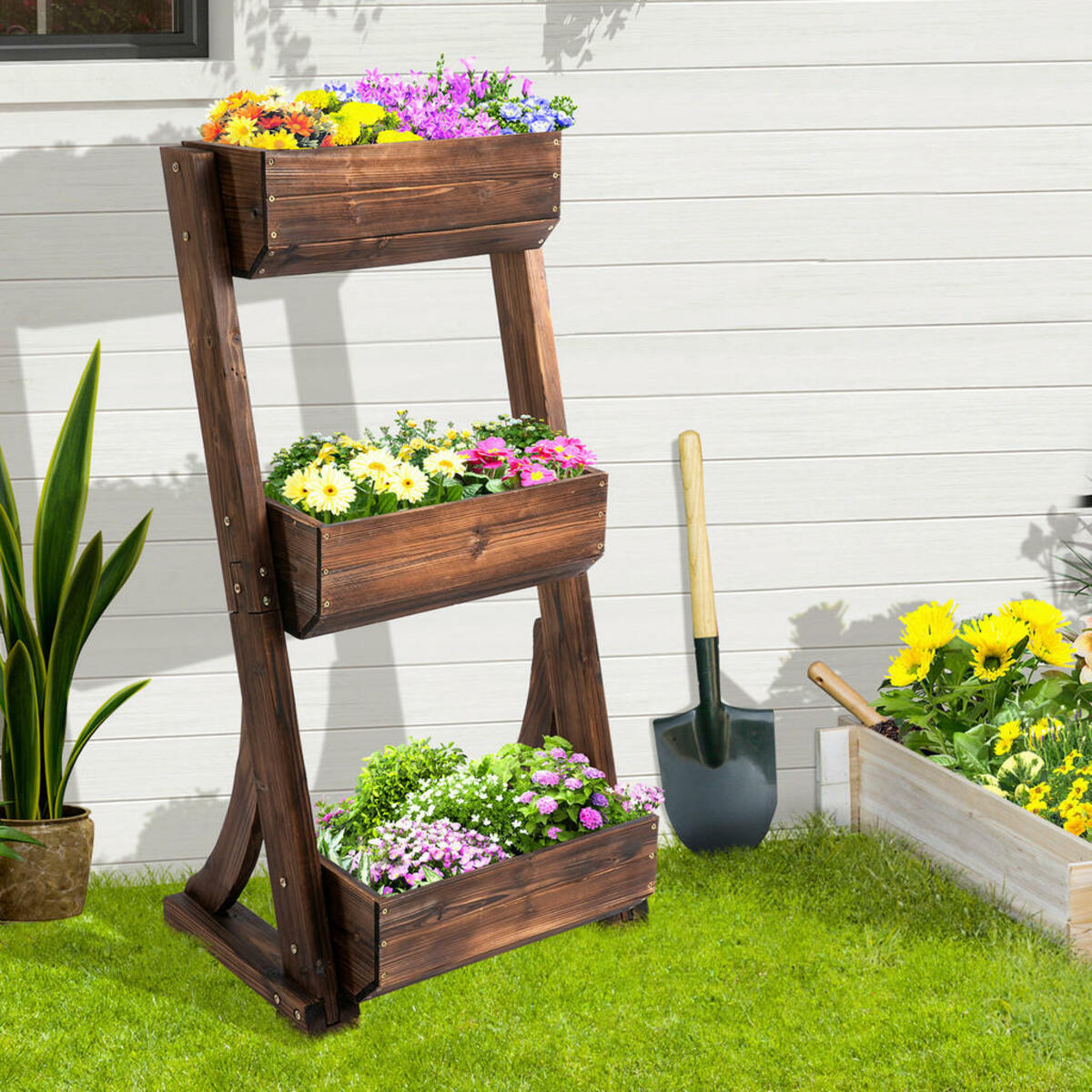 Bild 1 von Outsunny Pflanzenregal braun B/H/L: ca. 48x118x61 cm