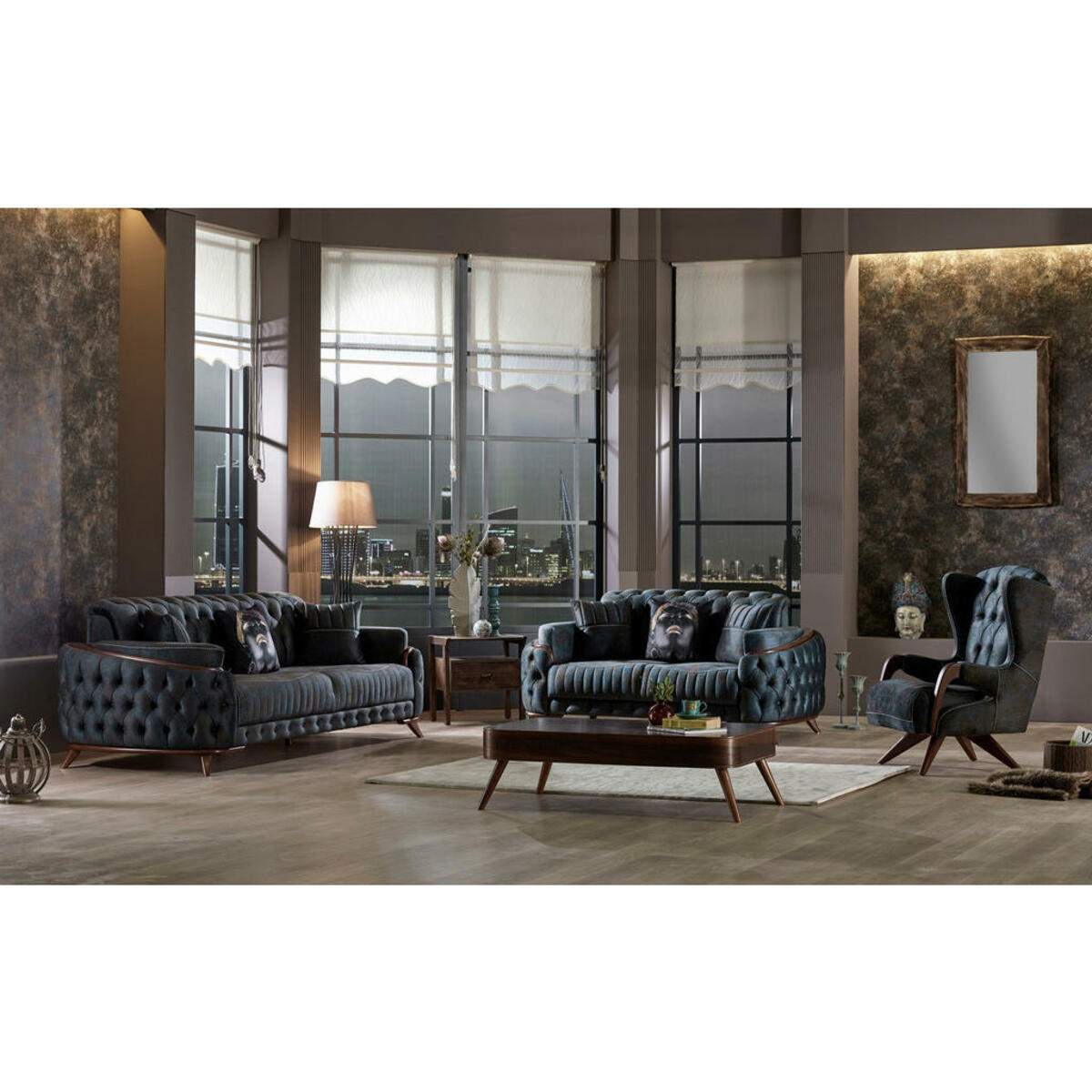 Bild 1 von Funktionsgarnitur blau grün B/H/T: ca. 248x88x100 cm