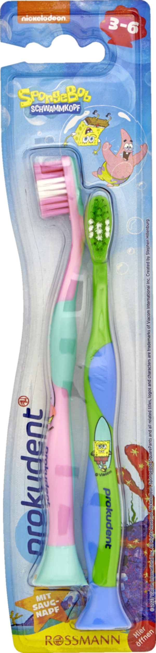 Bild 2 von prokudent Kinderzahnbürste Doppelpack Sponge Bob 3-6 Jahre