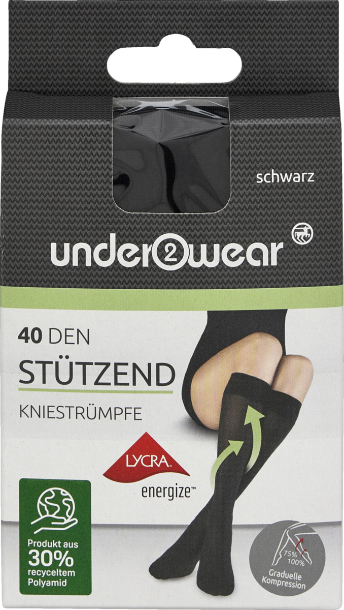 Bild 1 von under2wear Stützkniestrumpf 40den schwarz Gr. 35/38