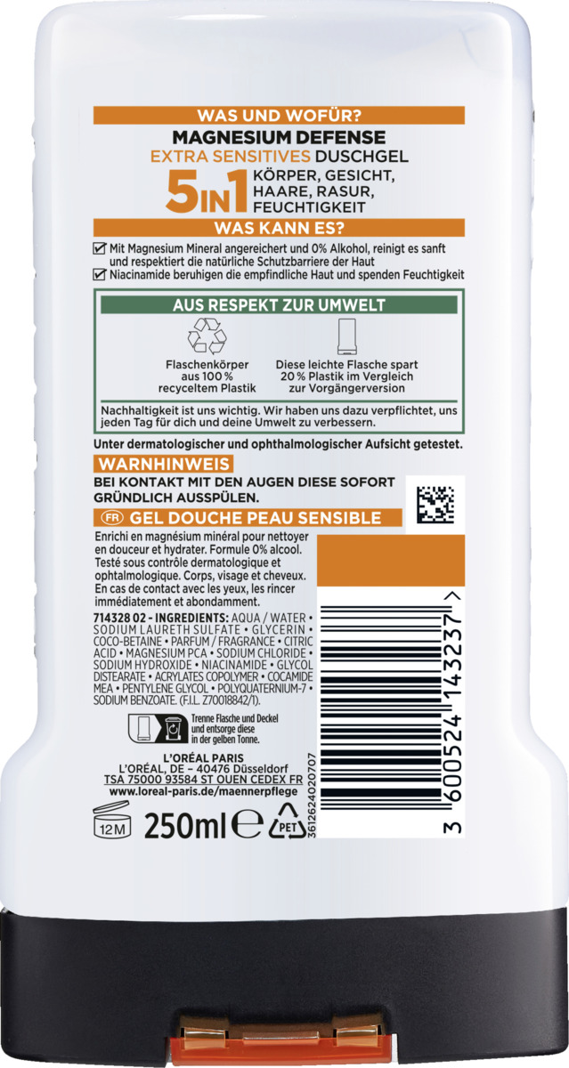 Bild 2 von L’Oréal Paris men expert Magnesium Defense Extra Sensitiv Duschgel