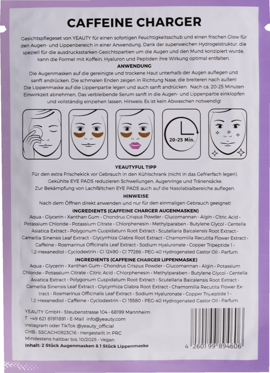 Bild 2 von YEAUTY Eye & Lip Mask Super Set Caffeine Charger
