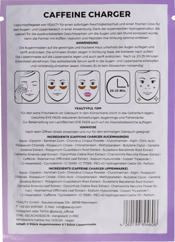 Bild 2 von YEAUTY Eye & Lip Mask Super Set Caffeine Charger
