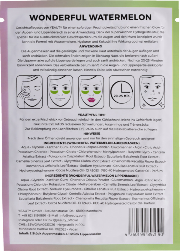 Bild 2 von YEAUTY Eye & Lip Mask Super Set Wonderful Watermelon