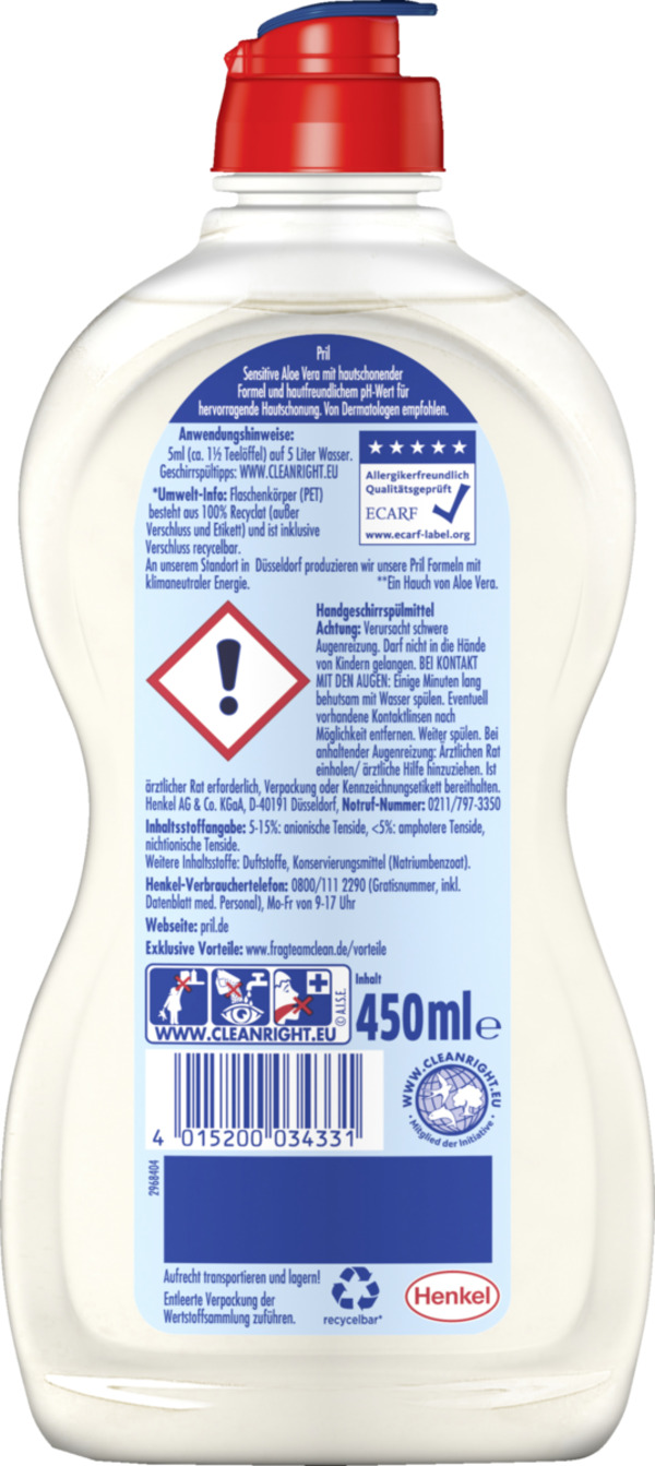 Bild 2 von Pril Sensitive Aloe Vera Geschirrspülmittel