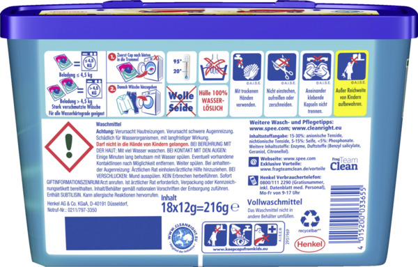 Bild 2 von Spee 4in1 Power Caps Frische-Kick Vollwaschmittel 18WL