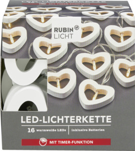 RUBIN LICHT LED-Lichterkette Holz Herzen