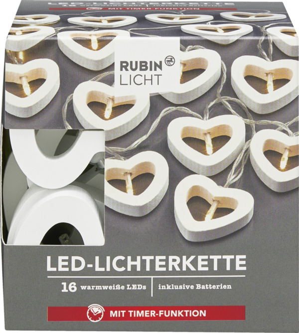 Bild 1 von RUBIN LICHT LED-Lichterkette Holz Herzen