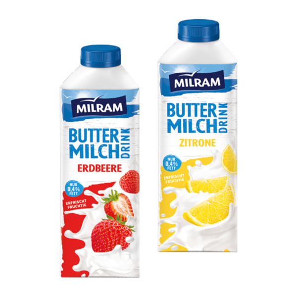 Bild 1 von MILRAM Buttermilch-Drink 750ml Erdbeere/Zitrone