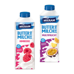 MILRAM Buttermilch-Drink 750ml Himbeere/Multifrucht