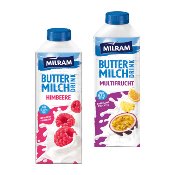 Bild 1 von MILRAM Buttermilch-Drink 750ml Himbeere/Multifrucht