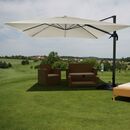 Bild 1 von Gastronomie-Ampelschirm MCW-A96, 3x4m (Ø5m) Polyester Alu/Stahl 26kg ~ creme-grau mit Ständer