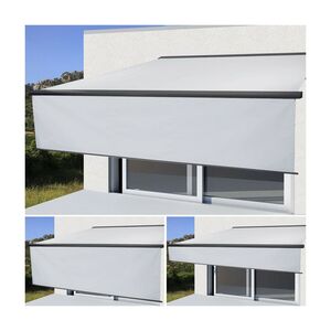Elektrische Vollkassetten-Markise H124, 5x3m ausfahrbarer Volant ~ Acryl Creme, anthrazit