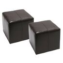Bild 1 von 2er-Set Sitzhocker Carrara, Leder + Kunstleder, 36x36x36cm ~ braun