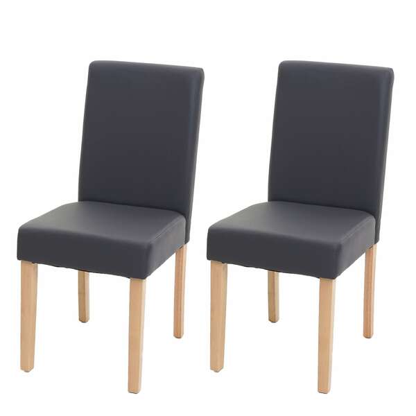 Bild 1 von 2er-Set Esszimmerstuhl Stuhl Küchenstuhl Littau ~ Kunstleder, grau matt, helle Beine