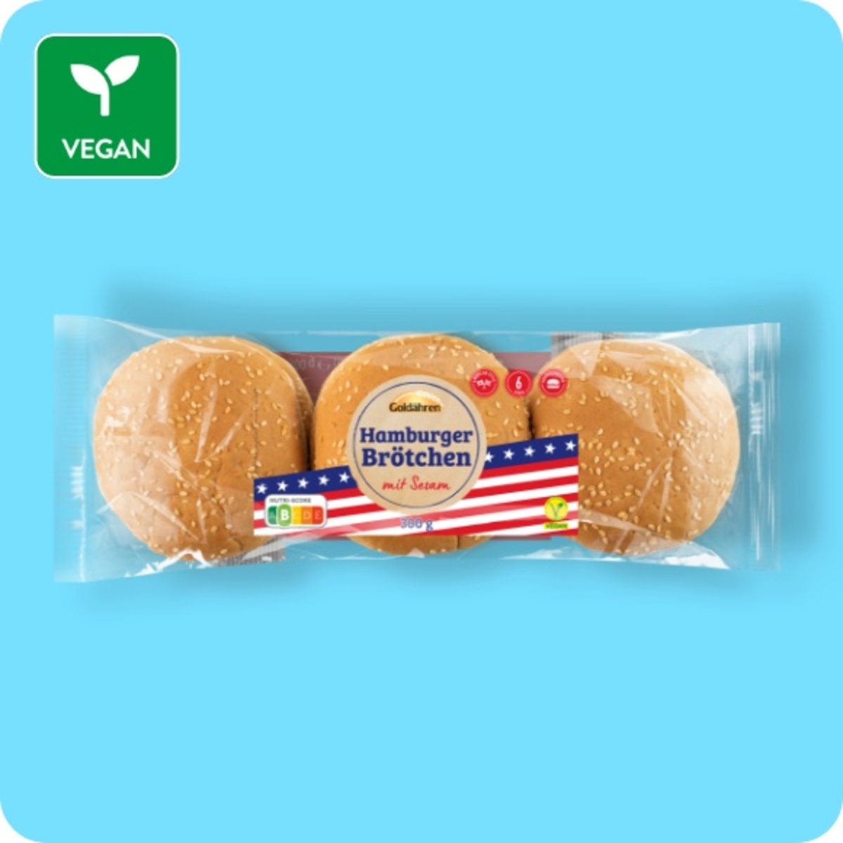 Bild 1 von GOLDÄHREN Hamburger-Brötchen, 6 Stück Klassik oder 4 Stück XXL