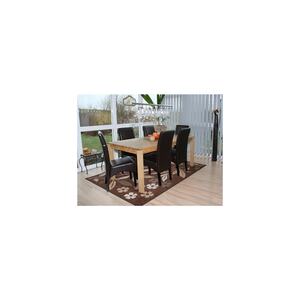 6er-Set Esszimmerstuhl Küchenstuhl Stuhl Crotone, LEDER ~ braun, dunkle Beine