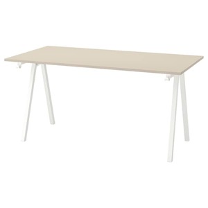 TROTTEN  Schreibtisch, beige/weiß 160x80 cm