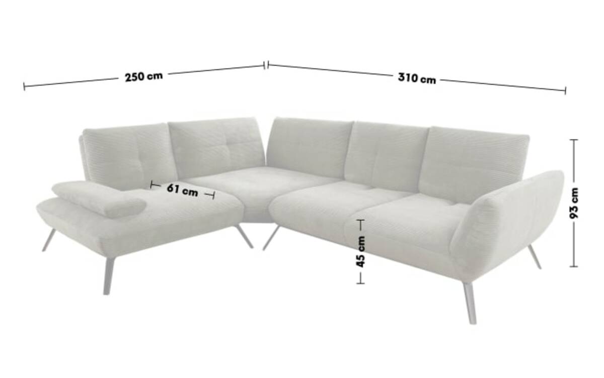 Bild 3 von Steinpol PoCo - Wohnlandschaft Dover Cord, beige, inkl. Schwenkrücken