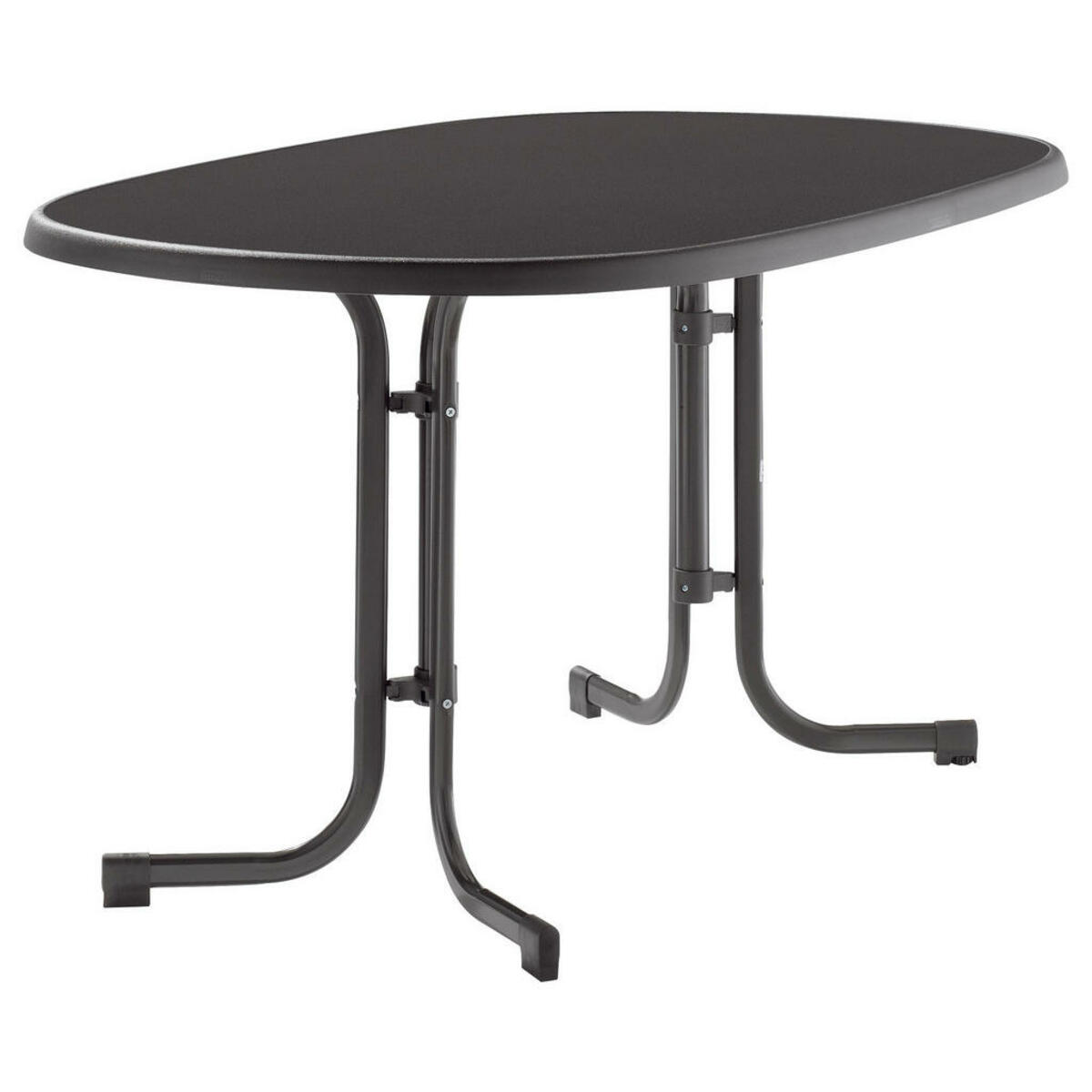 Bild 1 von Sieger Gartentisch, Grau, Holzwerkstoff, oval, Flachrohr, 70x112x70 cm, klappbar, UV-beständig, wetterbeständig, wetterfest, Gartenmöbel, Gartentische, Klapptische