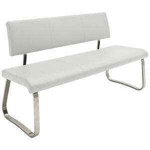 Livetastic Sitzbank, Weiß, Edelstahl, Metall, Kunststoff, 155x86x59 cm, mit Rückenlehne, Esszimmer, Bänke, Sitzbänke
