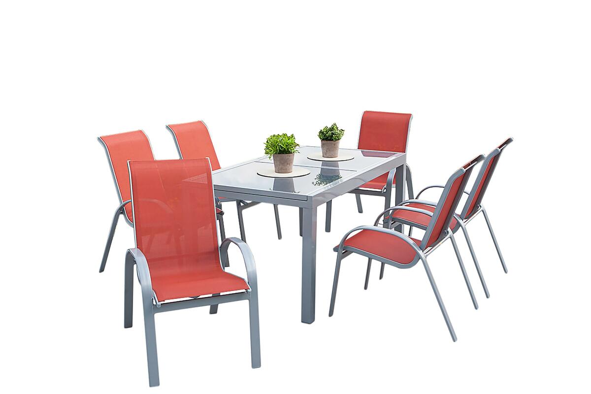 Bild 1 von Gartentischgruppe in Terracotta 'Amalfi', Silberfarben, Terracotta