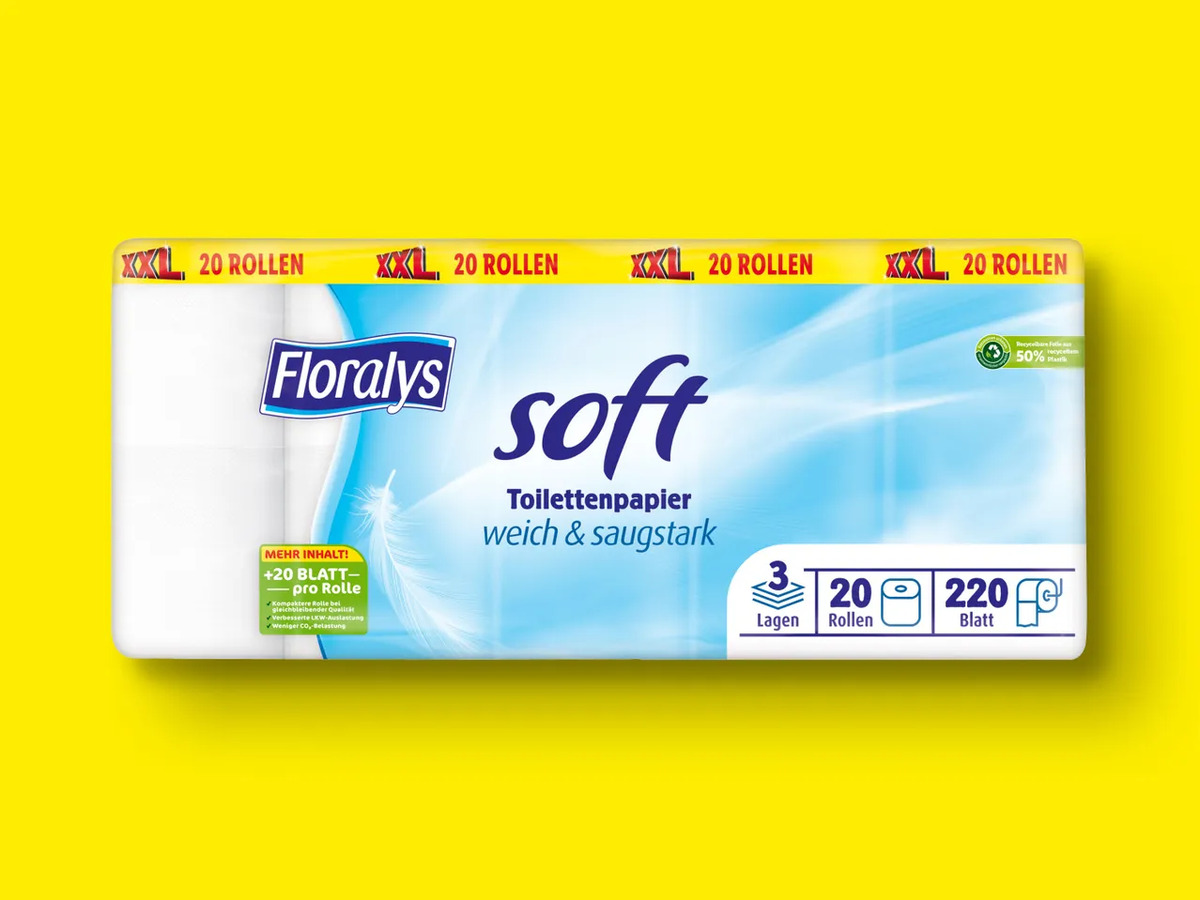 Bild 1 von Floralys Soft Toilettenpapier XXL, 
         20x 220 Blatt