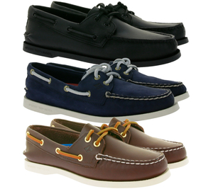 SPERRY Authentic Original 2-Eye Segel-Schuhe aus Echtleder Boots-Schuhe in Braun, Schwarz oder Blau