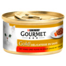 Bild 1 von Gourmet Katzenfutter Gold Mit Rind & Huhn in einer Sauce mit Tomaten 85g