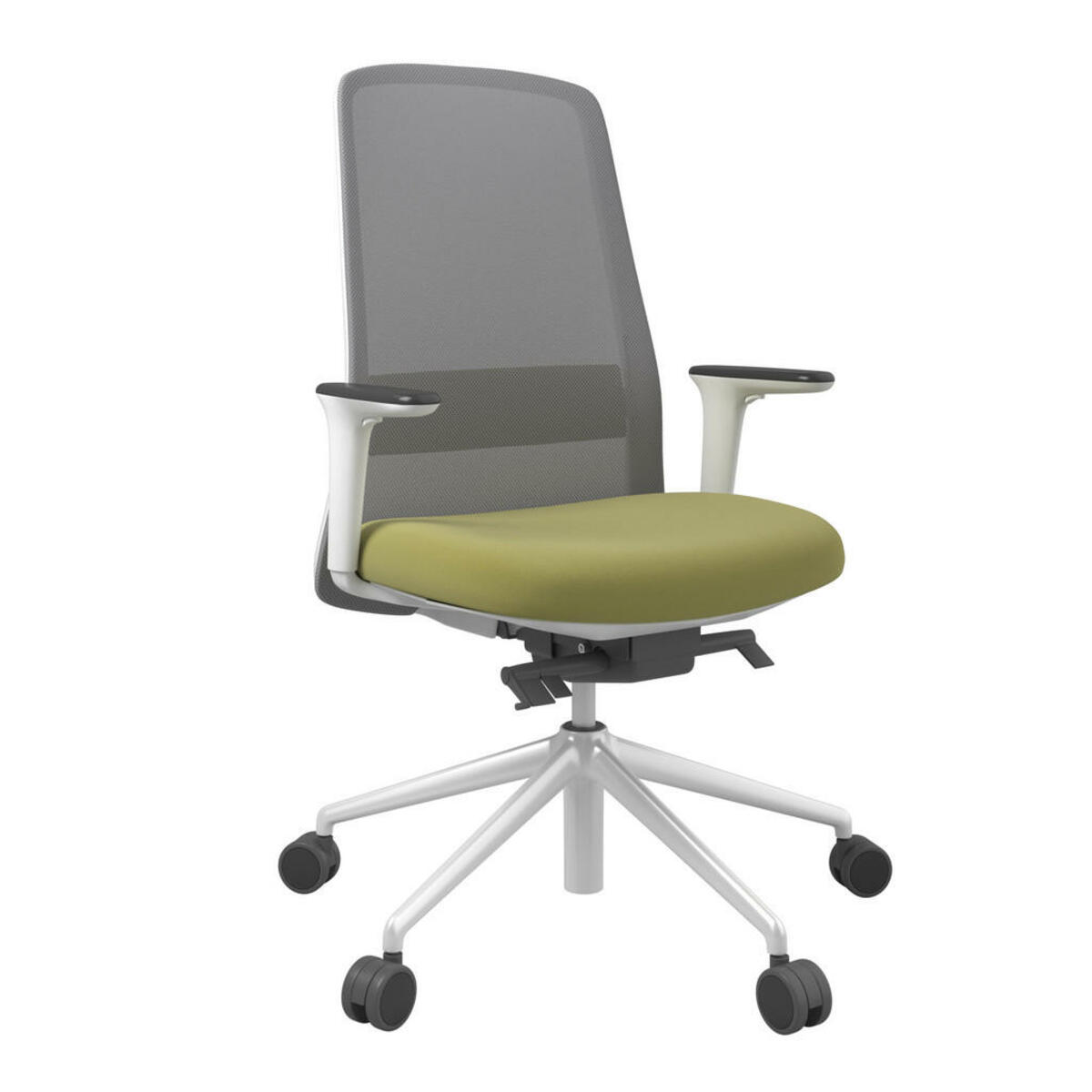 Bild 1 von Drehstuhl, Grau, Grün, Weiß, Metall, Kunststoff, Textil, Drehkreuz, 70x103-115x70 cm, Stoffauswahl, Sitzfläche 360° drehbar, Arbeitszimmer, Bürostühle, Drehstühle