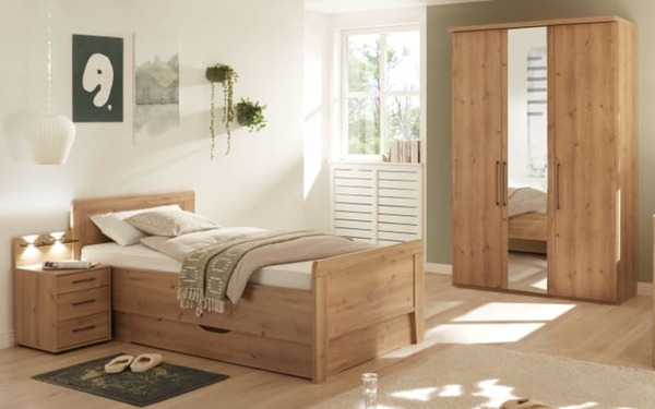 Bild 1 von Schlafzimmer Genf, Eiche-Nachbildung, 100 x 200 cm, Schrank 150 x 216 cm