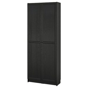 BILLY  Bücherregal mit Türen, schwarz Eichenachbildung 80x30x202 cm